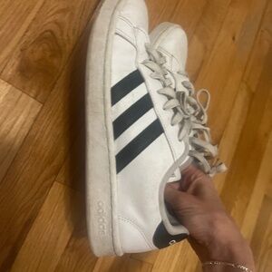 Size 10 classic adidas black and white stripes